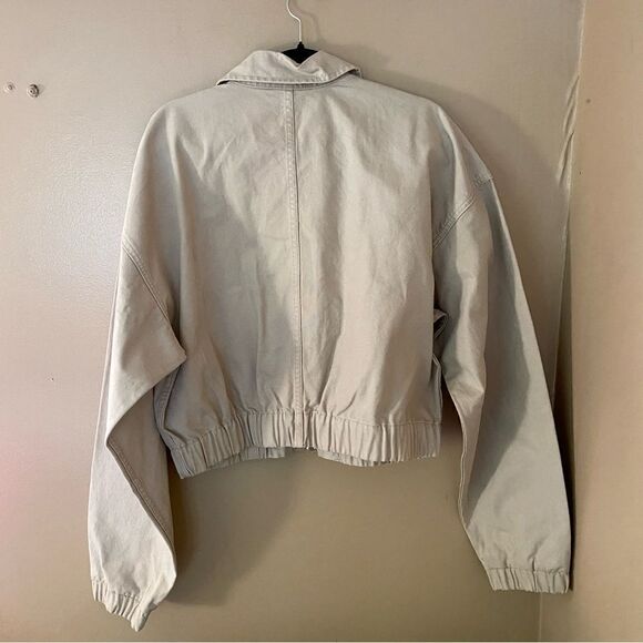 HELSA Workwear Bomber Jacket Cotton zip front khaki $358 Revolve FWRD Sold Out L - Picture 13 of 13